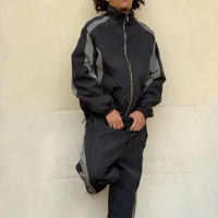 Ensemble de survêtement pour homme, coupe-vent imperméable de qualité supérieure, en nylon, avec fermeture éclair, taille plus, pantalon de jogging streetwear, 2 pièces