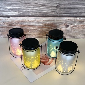 16 أونصة فاخرة فارغة مع ضوء مخصص طباعة مطفية ليد جرة ماسون الحرفية لهدايا عيد الميلاد بيع بالجملة - Product Image 2