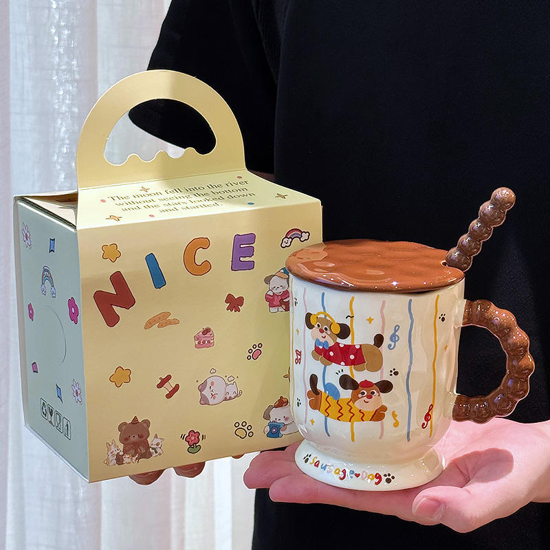 กล่องใส่ของลายสุนัขพันธุ์ดัชชุนสองตัว