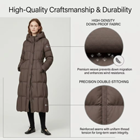 Veste d'hiver décontractée réversible pour femme, longue, 150g-200g, en duvet, à carreaux, zippée, respirante, écologique
