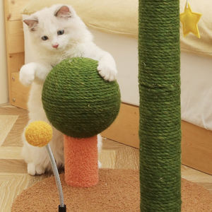 Poste Rascador de Gato Pequeño Hombre Rojo con Bola de Resorte <span class=keywords><strong>Plataforma</strong></span> de Salto Estrella Colgante - Product Image 5