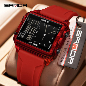 SAMOA 6273 Men's Analog-Digital Sport Watch 5ATM Waterproof Silicone <b>Strap</b> Black Rectangle Case ABS Material - Product Image 2