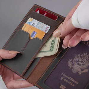 Wholesale Custom Personalized Genuine Leather Passport Cover Premium Card Holder - Product Image 4