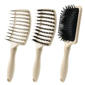 ABS Vented Nylon Detangling Hair Brush Salon Hair Cutting Tools Bamboo Salon Beauty Custom Logo NEW Material Wheat Straw Natural