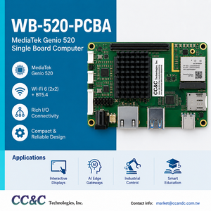 10 TOPS เมนบอร์ดประสิทธิภาพสูง SBC MediaTek Genio 520 MT8371 ชิปเซ็ต WiFi 6 PCBA - Product Image 1