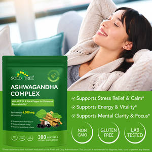 SOLOTREE 300 Yumuşak Kapsül Organik Aşvaganda Kompleksi Takviyesi, Geliştirilmiş Biyolojik Mevcul Olabilirlik için MCT Yağı ve Karabiber İçerir - Product Image 2