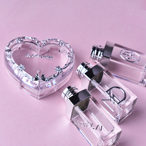 Tube de packaging pour brillant à lèvres transparent, vide, violet, à paroi épaisse, avec applicateur bâtonnet <span class=keywords><strong>rose</strong></span> et embout plat carré, personnalisable avec logo, 5ml 10ml - Product Image 2