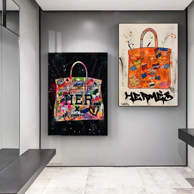 Living Room Home Decor Modern Fashion Bag Canvas Painting Abstract Graffiti Art pop art paintings