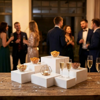 Présentoir Cube en Acrylique Blanc Personnalisé pour Buffet, Présentoir de Table pour Traiteur, Bijoux, Figurines, Aliments