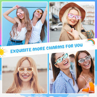 Petites lunettes de soleil rectangulaires rétro, lot de lunettes de soleil vintage tendance des années 90 pour femmes et hommes (carrées, couleur transparente)