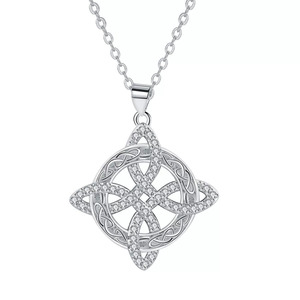 Collar Clásico <span class=keywords><strong>de</strong></span> Nudo <span class=keywords><strong>de</strong></span> Bruja <span class=keywords><strong>de</strong></span> Plata Tailandesa con Circonitas, Nudo Céltico <span class=keywords><strong>de</strong></span> <span class=keywords><strong>Buena</strong></span> <span class=keywords><strong>Suerte</strong></span>, Amuleto CZ, Símbolo Wiccano, Joyería <span class=keywords><strong>de</strong></span> Protección - Product Image 1