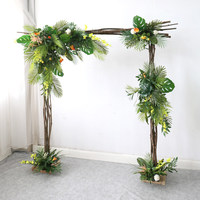 Arche de mariage en verdure artificielle de palmier Monstera tropical pour événements estivaux, décoration florale en gros