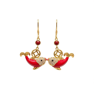 Orecchini pendenti a forma di animale in oro E2102 con incastonatura a castone in cristallo e strass, stile carino per l'uso quotidiano da donna - Product Image 1