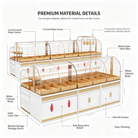 Vitrine de présentation complète sur mesure pour magasin de noix grillées, comptoir îlot pour fruits secs, étagères en bois massif pour magasin de snacks, fabrication usine