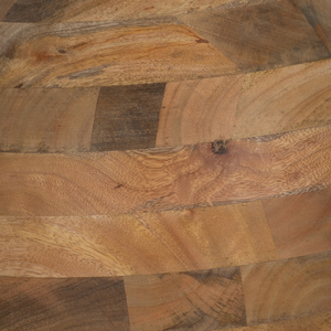 Mesa de Centro Redonda de Madera Rayada con Tapa de Vidrio y Base de Madera Sólida para Patio, Balcón y Uso en Exteriores - Product Image 5