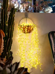 Solar Led Color Lights Gordijn Wilgenblad Kamer Wonen Hangende Achtergrondverlichting Huis Binnenplaats Adapter Decoratieve Verlichting