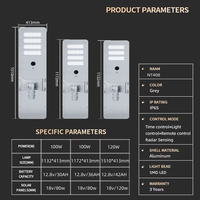 Lampadaire solaire LED tout-en-un haute luminosité 100W en aluminium moulé sous pression IP66 avec panneau mono MPPT LiFePO4 pour autoroute et parking