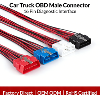 Interfaz de Diagnóstico para Automóviles, Camiones y Motocicletas, Conector OBD2 Macho con 16 Pines, Carcasa de PC, Certificación ROHS