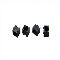 Conector RJ45 para PCB con Personalización de Fábrica, LED, Malla Plástica Completa, Enchufe Hembra de 90 Grados, IP20, Interfaz de Red Enchufable, 1.5A
