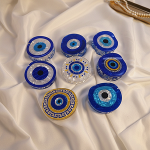 Nouvelle Arrivée 2026 – <span class=keywords><strong>Pince</strong></span> à Cheveux Ronde de 6 cm de Haute Qualité, Personnalisée, Motif Œil de Diable, Élégante, Yeux Bleus - Product Image 1