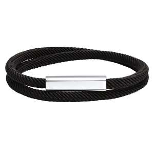 <span class=keywords><strong>Pulsera</strong></span> personalizada grabada para parejas, cordón rojo Milán, brazalete trenzado de doble capa con cierre cuadrado de acero de titanio para el Día de la madre - Product Image 2