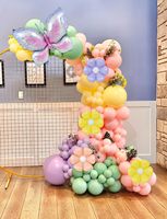 Guirlande d'arche de ballons personnalisée, motif floral printanier et papillons pastel, pour baby shower et anniversaire