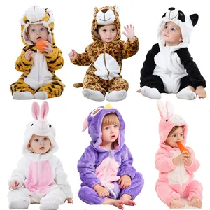 Jumpsuit flanel bayi anak-anak, piyama hangat musim gugur dan musim dingin, jumpsuit Panda harimau bentuk hewan