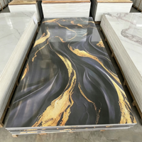 Panneau mural en PVC flexible effet marbre brillant 1220x2440, imperméable et résistant aux UV, pour la décoration des murs des halls d'hôtel