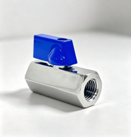 Mini-vanne à boisseau sphérique droite en acier inoxydable, filetage femelle, petite vanne à boisseau sphérique, vanne d'arrêt manuelle pour conduite de plomberie