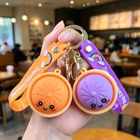 Porte-clés anti-stress 3D mignon en forme de boulette de Baozi, en PVC souple, léger, imperméable, imprimé UV, vente en gros, commande en gros