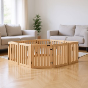 Juego de 12 Paneles Plegables para Perros, Corral para Mascotas de Madera de Álamo, Diseño Cuadrado Moderno para Interiores, Cierre con Botones a Presión - Product Image 2