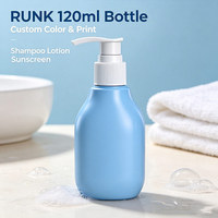 Flacon distributeur de savon en plastique, emballage de désinfectant pour les mains, flacon pompe 120 ml bleu, design innovant, flacon de crème solaire pour le corps