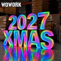 WOWORK ampoule néon à cadre métallique personnalisé géant grand grand led signes lettres 21 chiffres éclairage pour la décoration de fête de mariage