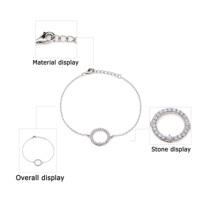 Bracelets à maillons en argent 925 plaqué platine pour femmes, avec breloques en zircon - Bijoux de luxe, cadeau pour mariage et occasions spéciales