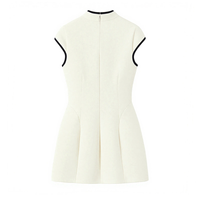 Robe Courte Vintage Femme Été 2026 Coupe Droite Col Rond Boutonnée en Tissu Peigné Imprimé Numérique Taille Haute Style Commuter ODM