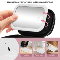 Trousse de maquillage MLG avec miroir LED, grande capacité, organiseur de cosmétiques de voyage avec séparateurs réglables, porte-pinceaux, bandoulière