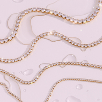 Gargantilla de Cadena con Circonitas Brillantes Dreamshow de 2mm Inoxidable Chapada en Oro de 18k con Pulsera a Juego