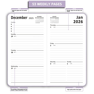 Fabricante de planificador personalizado Cuaderno de bolsillo Diario diario de tapa dura 2026 Planificador semanal mensual - Product Image 3