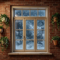 Ventanas Plegables con Marco de Madera de Bajo Valor U, Vidrio Templado Triple, Diseño Moderno para Apartamentos, Cocinas y Hoteles