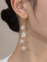 Anting-anting gantung model bunga panjang dengan jumbai, perak S925 baru tahun 2022, bertabur zircon, modis dan elegan.