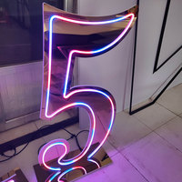 Lettres géantes en néon, lettres en métal, 3 pieds, 4 pieds, lumière RGB, lettres dorées miroir, lettres debout, décorations d'anniversaire, lettres de fond de scène pour événements