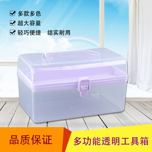 Transparent Plastic Tool Box Double Layer Nail Art Storage Organizer For Kids Rectangle 2.4L PP Material - Product Image 5