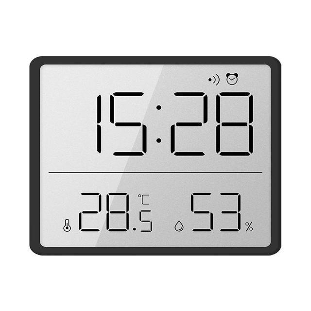 Lcd Digital Alarm Clock Large Screen Displays Multi-functional Magnetic Design Thermometer Meter Humidity Monitor