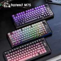 Clavier sans fil de jeu Freewolf M75 BT double mode avec écran d'affichage, boutons, touches PBT dégradées, 82 touches pour Win/Mac