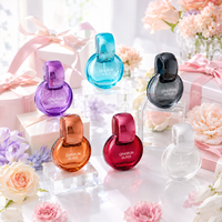 Flacon pulvérisateur de parfum en verre transparent rond et plat de 30 ml, rechargeable, portable, pour voyage, cosmétique