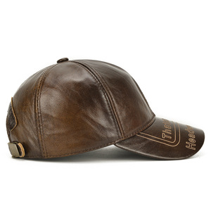Gorra de Béisbol de Cuero Vacuno Genuino para Hombre, Ajustable, de 6 Paneles, con Emblema Retro de <span class=keywords><strong>Mercedes</strong></span>-Benz, para Otoño e Invierno, Deportes al Aire Libre - Product Image 4