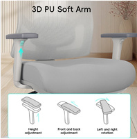 Chaise de bureau ergonomique en maille bleue avec support lombaire pour visiteurs et personnel, dossier mi-haut, du fabricant