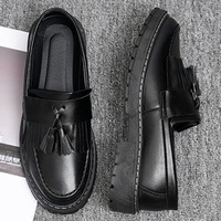 Mocassins noirs en PU à enfiler avec semelle pleine, tailles 36-45, vente en gros d'usine, chaussures habillées formelles et décontractées pour hommes