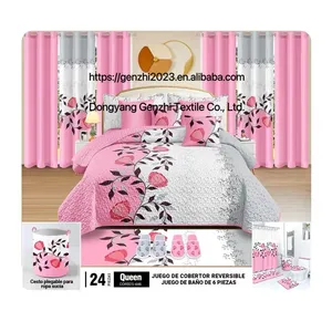 Best Selling Bedroom Sets in USA King size 24 pcs bed spread with curtains cheap bedding set with bathroom set