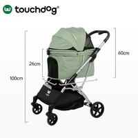 TOUCHDOG Grand chariot pliable pour animaux de compagnie, pour chiens et chats, avec maille respirante, chariot à 4 roues, chariot pour animaux de compagnie, sac de transport pour animaux de compagnie
